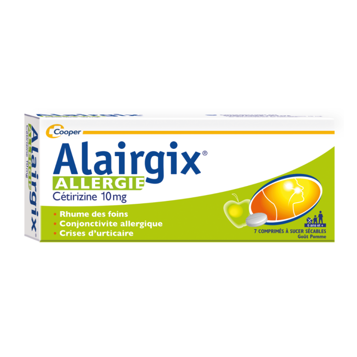 Alairgix C&eacute;tirizine 10mg - 7 comprim&eacute;s &agrave; sucer