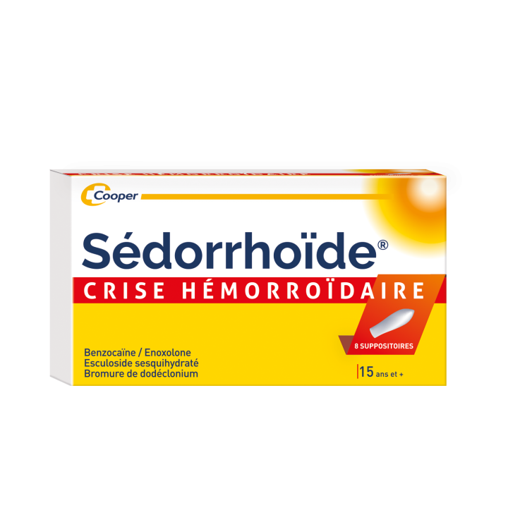 S&eacute;dorrho&iuml;de crise h&eacute;morro&iuml;daire suppositoire - 8 suppositoires