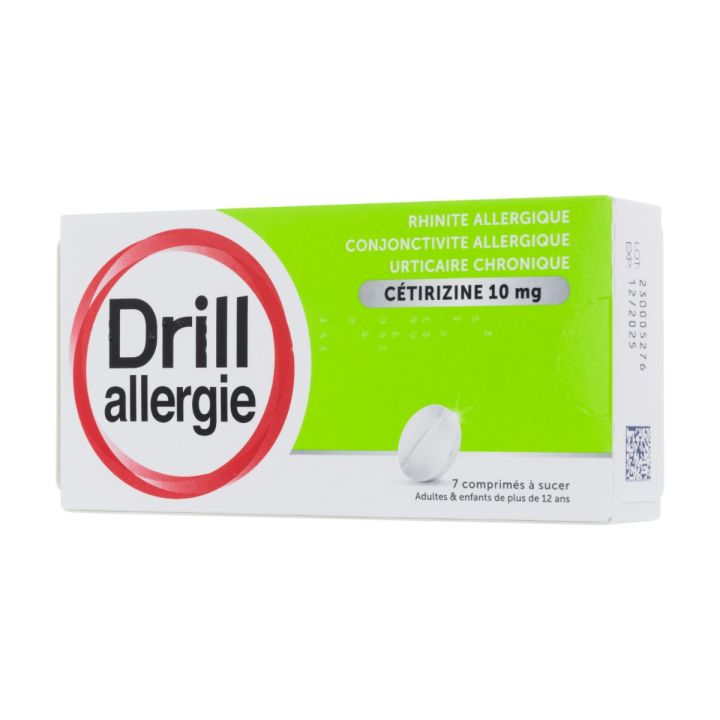 Drill Allergie C&eacute;tirizine 10mg - 7 comprim&eacute;s &agrave; sucer