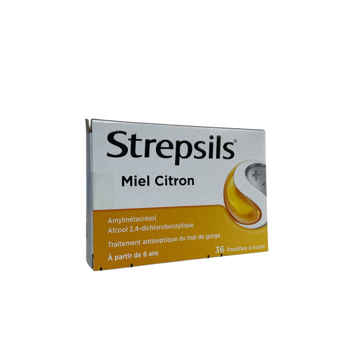 Strepsils miel citron pastille &agrave; sucer - boite de 36 pastilles