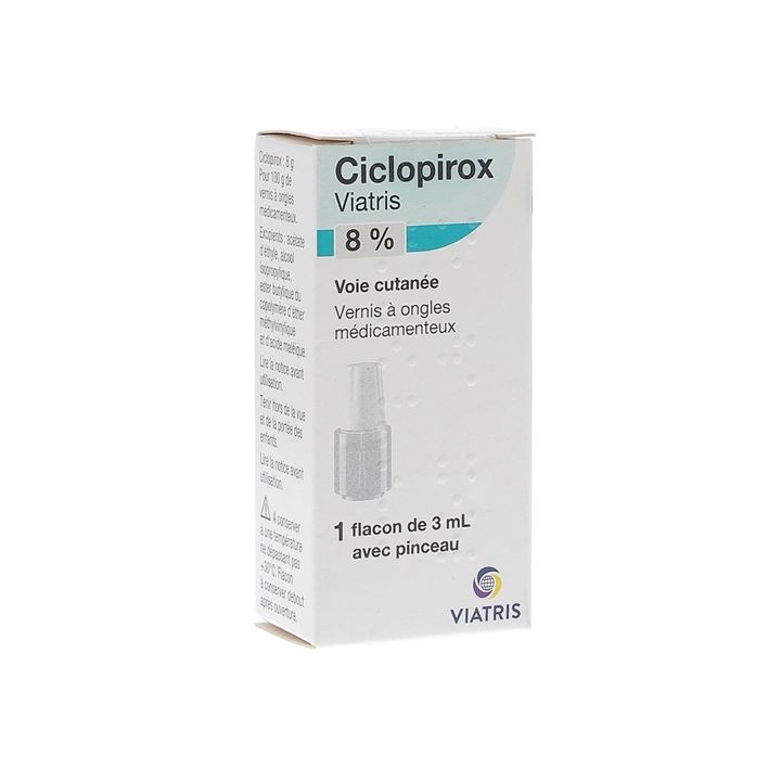 Ciclopirox 8% vernis &agrave; ongles Viatris - flacon de 3ml