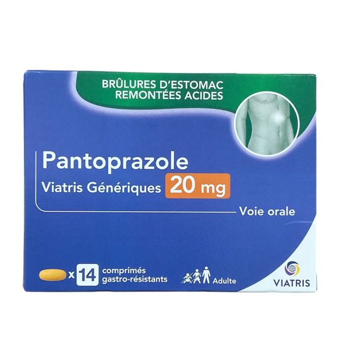 Pantoprazole 20mg Viatris G&eacute;n&eacute;rique - boite de 14 comprim&eacute;s