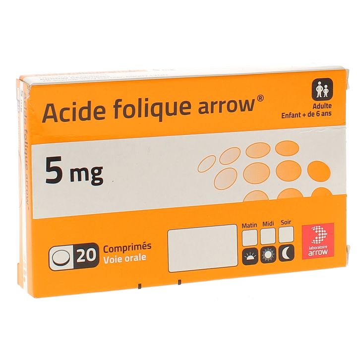 Acide folique Arrow - bo&icirc;te de 20 comprim&eacute;s