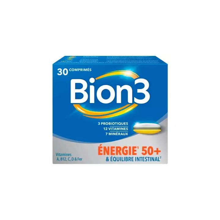 Bion 3 Energie 50+ et &eacute;quilibre intestinal - bo&icirc;te de 30 comprim&eacute;s