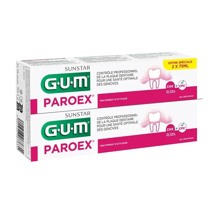 Dentifrice Paroex GUM - lot de 2 tubes de 75ml offre spéciale