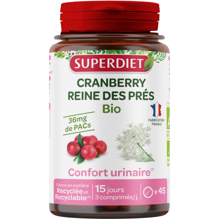 Cranberry reine des pr&eacute;s bio Superdiet - boite de 45 comprim&eacute;s