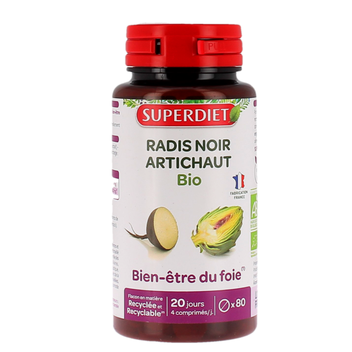 Radis noir et artichaut Bio Super Diet - pot de 80 comprim&eacute;s