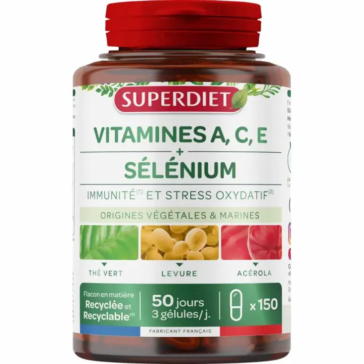 Complexe S&eacute;l&eacute;nium Vitamines A.C.E Super Diet - pot de 150 g&eacute;lules