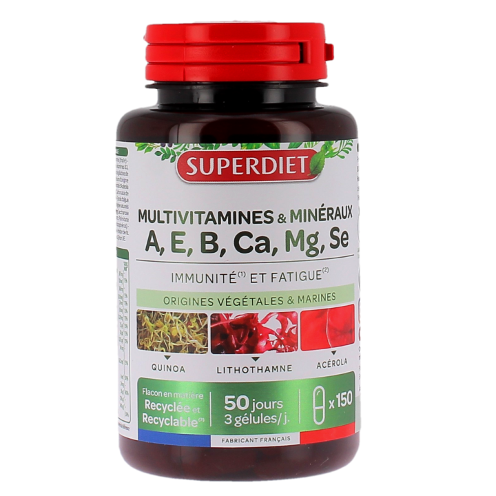 Complexe multivitamines et min&eacute;raux Super Diet - pot de 150 g&eacute;lules