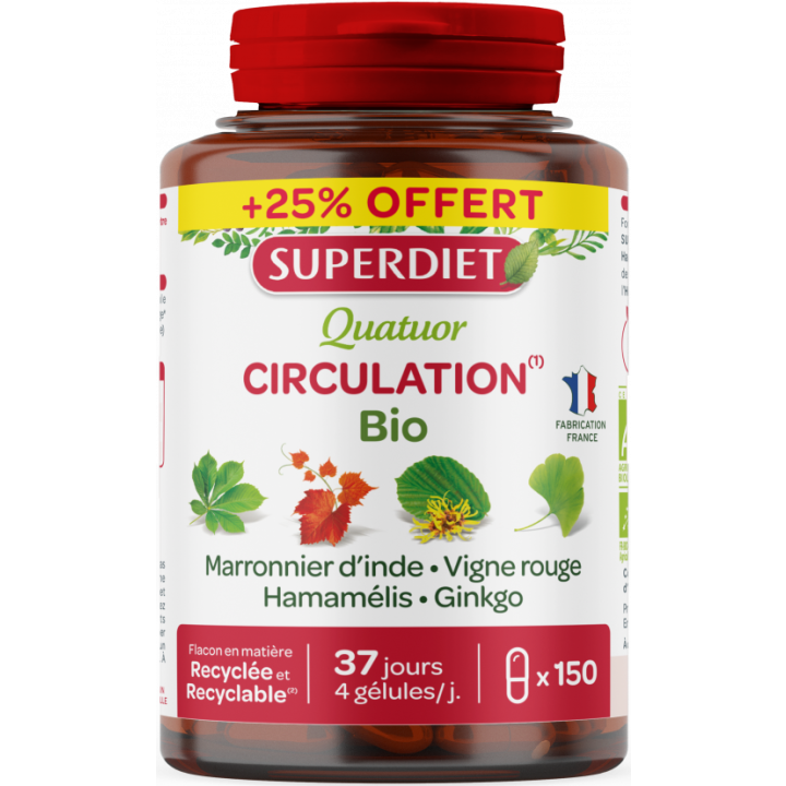 Quatuor Circulation bio Super Diet - bo&icirc;te de 150 comprim&eacute;s