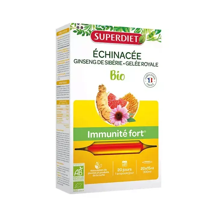 &Eacute;chinac&eacute;e immunit&eacute; fort BIO Superdiet - boite de 20 ampoules de 15ml
