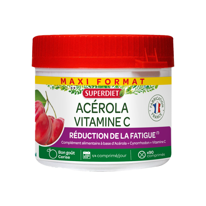 Maxi pot Ac&eacute;rola vitamine C Super Diet - 90 comprim&eacute;s s&eacute;cables &agrave; croquer