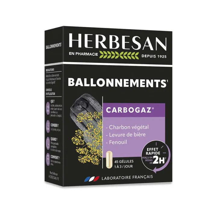 Carbogaz ballonnements Herbesan - boite de 45 g&eacute;lules