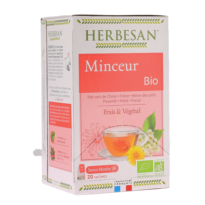 Infusion Minceur bio &agrave; la menthe Herbesan - boite de 20 sachets