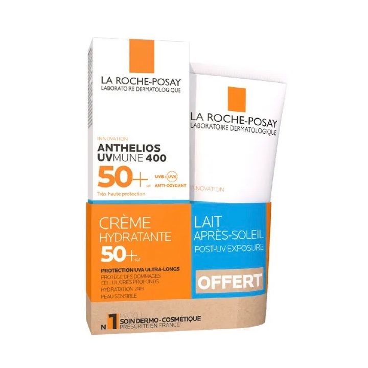 Anthelios UVmune 400 Cr&egrave;me hydratante SPF50+ La Roche-Posay - tube de 50ml + lait apr&egrave;s-soleil 75ml offert