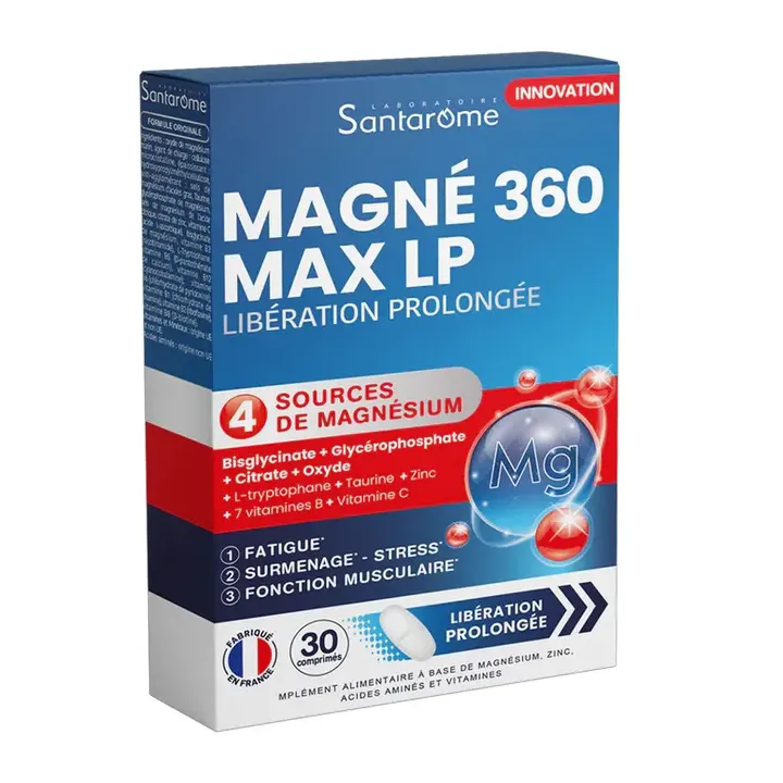 Magn&eacute; 360 Max lib&eacute;ration prolong&eacute;e Santarome - bo&icirc;te de 30 comprim&eacute;s
