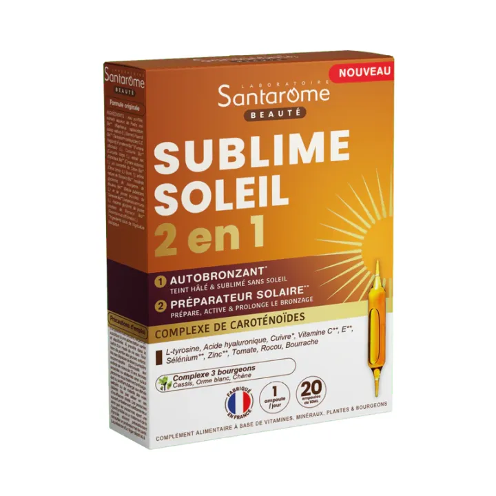Sublime soleil 2en1 go&ucirc;t passion mangue Santarome - boite de 20 ampoules