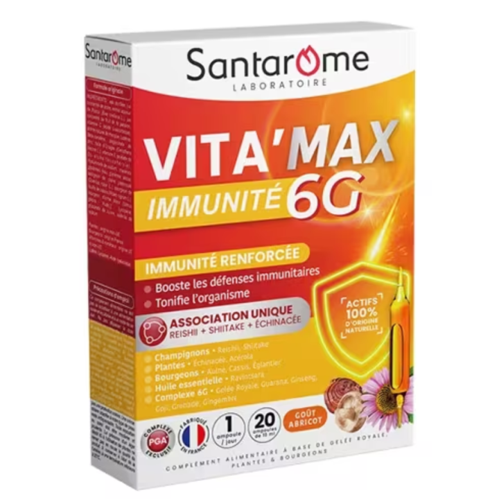 Vita'Max immunit&eacute; 6G Santarome - boite de 20 ampoules de 10ml