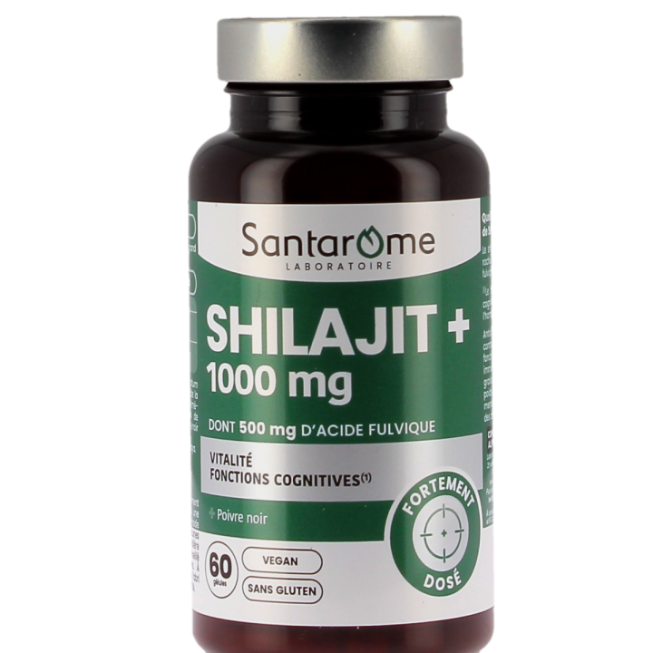 Shilajit+ 1000mg dont 500mg d'acide fulvique Santarome - pot de 60 g&eacute;lules