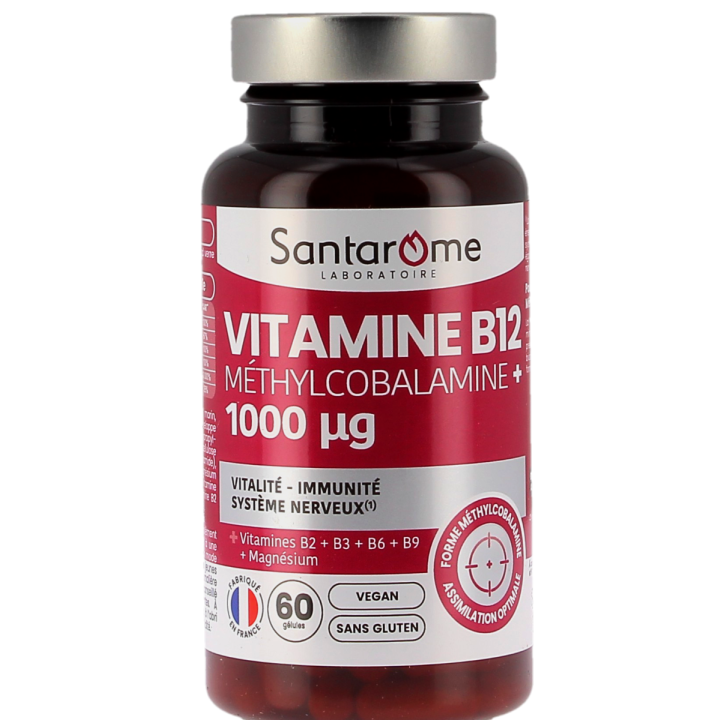 Vitamine B12 M&eacute;thylcobalamine+ 1000&micro;g Santarome - pot de 60 g&eacute;lules
