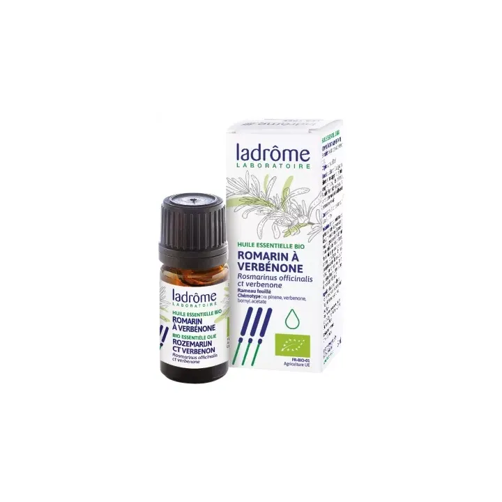 Huile essentielle romarin &agrave; verb&eacute;none Bio Ladr&ocirc;me - Flacon de 5ml