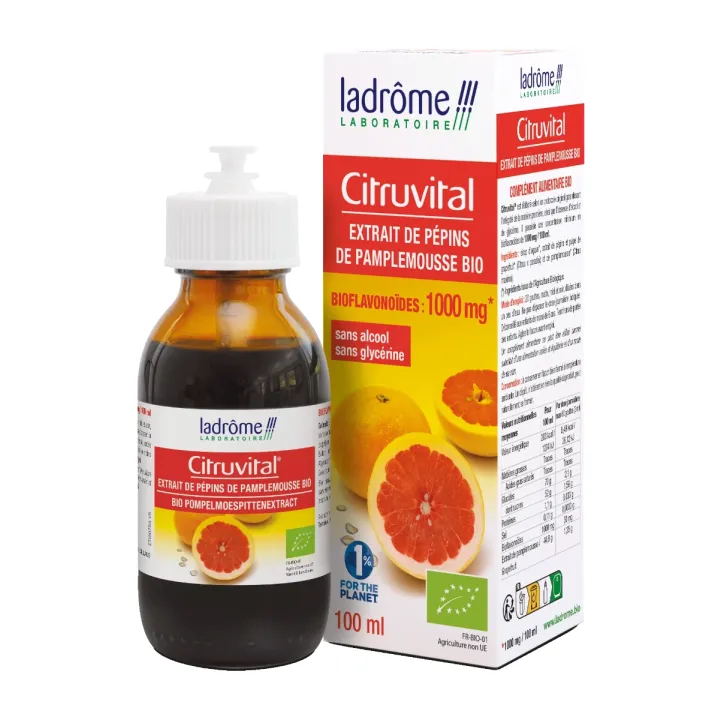 Citruvital extrait de p&eacute;pins de Pamplemousse bio Ladr&ocirc;me - flacon-pipette de 50ml