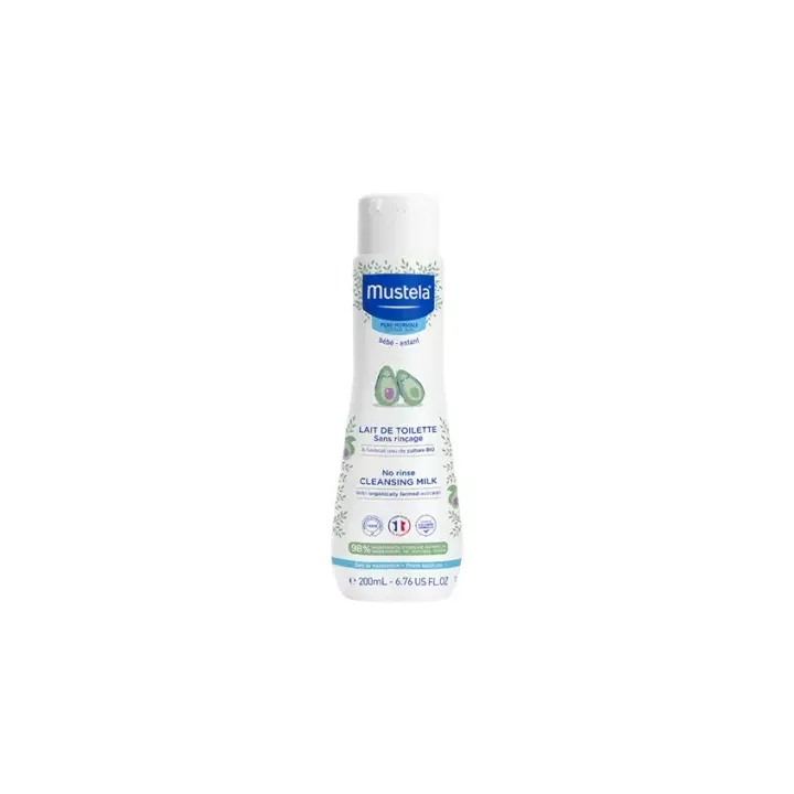 Lait de toilette sans rin&ccedil;age peau normale b&eacute;b&eacute; et enfant Mustela - flacon de 200ml