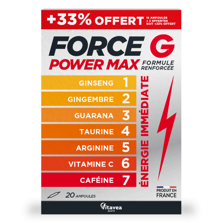 Force G Power Max Vitavea - bo&icirc;te de 20 ampoules