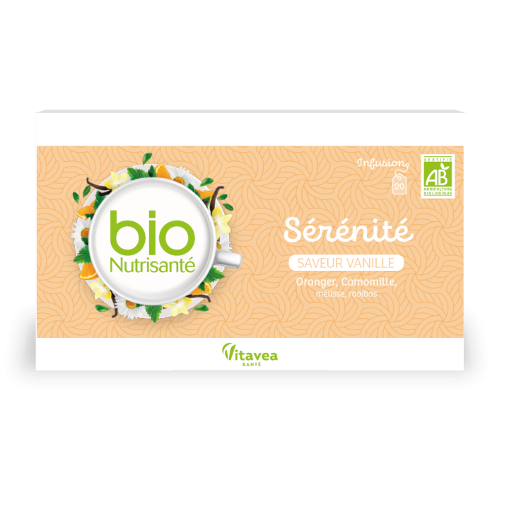 Infusion s&eacute;r&eacute;nit&eacute; vanille bio Vitavea - bo&icirc;te de 20 sachets