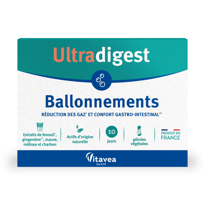 Ultradigest Ballonnements Vitavea - bo&icirc;te de 30 g&eacute;lules