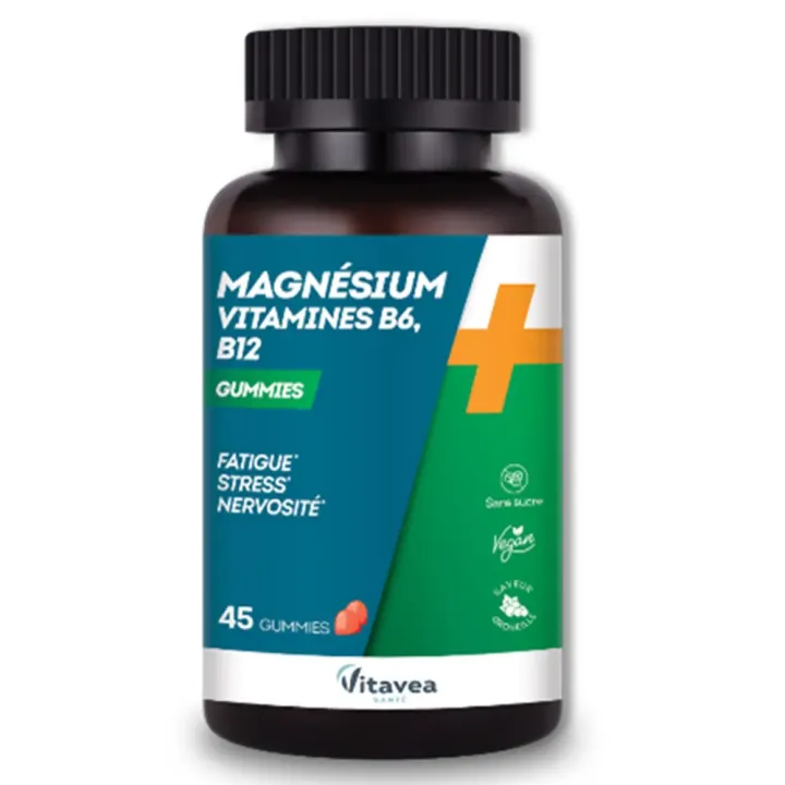 Magn&eacute;sium vitamines B6 B12 Vitavea - pot de 45 gummies 