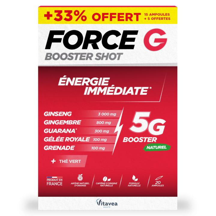 Force G booster shot &eacute;nergie imm&eacute;diate Vitavea - boite de 20 ampoules