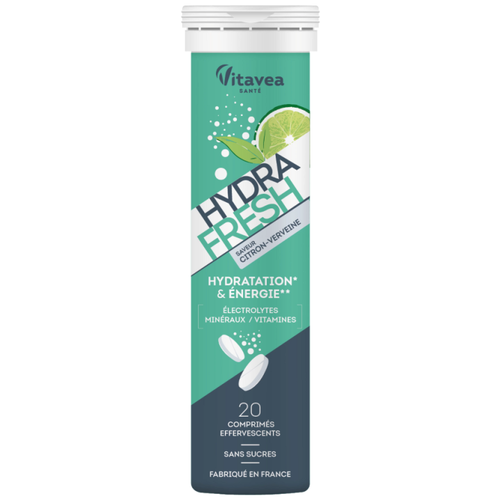 Hydra Fresh saveur citron-verveine Vitavea - tube de 20 comprim&eacute;s effervescents 