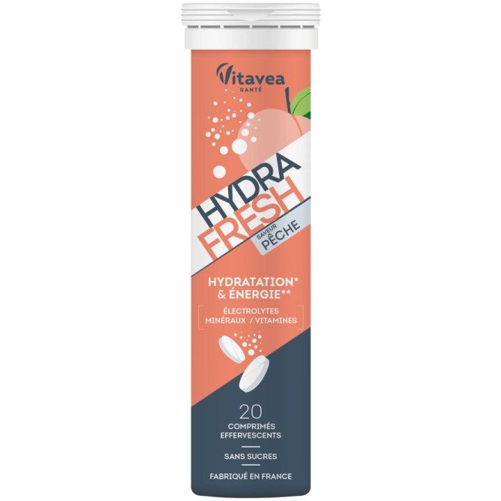 Hydra Fresh saveur p&ecirc;che Vitavea - tube de 20 comprim&eacute;s effervescents 
