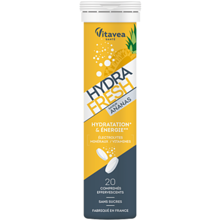 Hydra Fresh saveur ananas Vitavea - tube de 20 comprim&eacute;s effervescents 