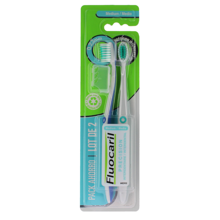 Brosses &agrave; dents pr&eacute;cision interdentaire medium Fluocaril - lot de 2 brosses &agrave; dents 