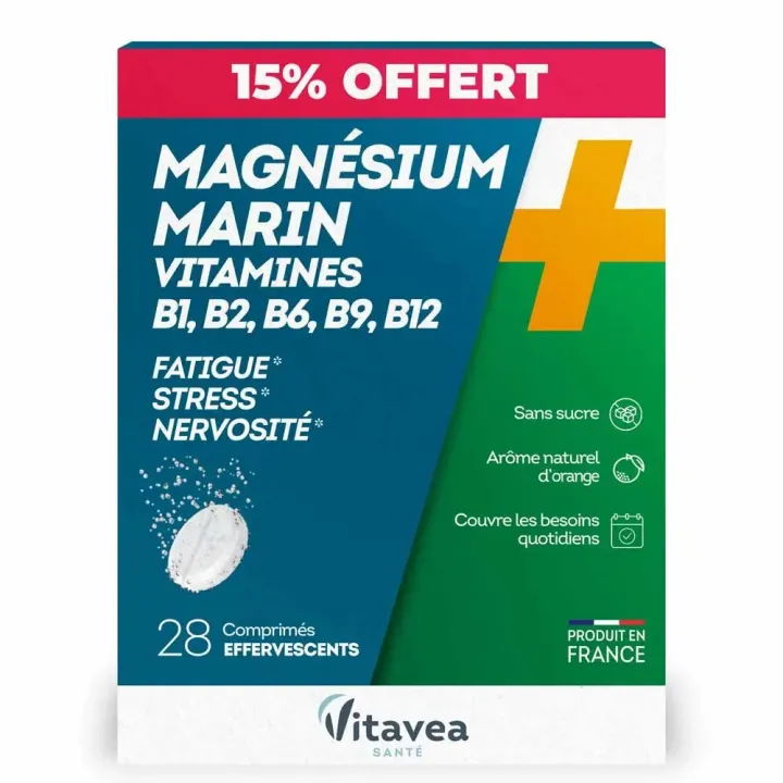Magn&eacute;sium marin et vitamines Vitavea - offre sp&eacute;ciale boite de 28 comprim&eacute;s