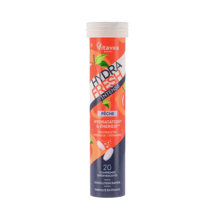 Hydrafresh intense p&ecirc;che hydratation & &eacute;nergie Vitavea - tube de 20 comprim&eacute;s effervescents 