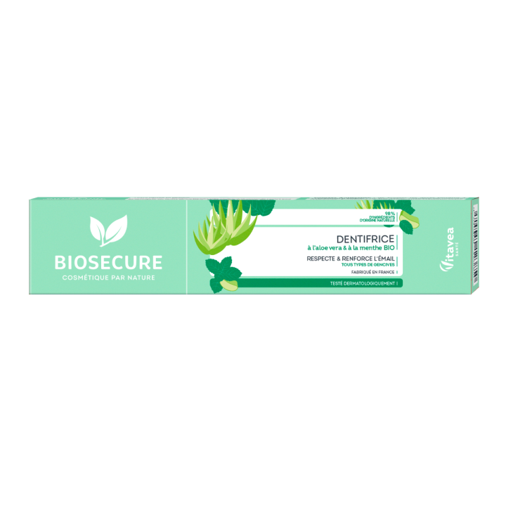 Dentifrice &agrave; l'aloe vera et menthe bio Bio Secure - tube de 75ml