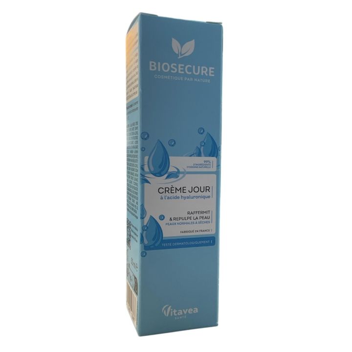 Cr&egrave;me de jour &agrave; l'acide hyaluronique Bio Secure - tube de 50ml