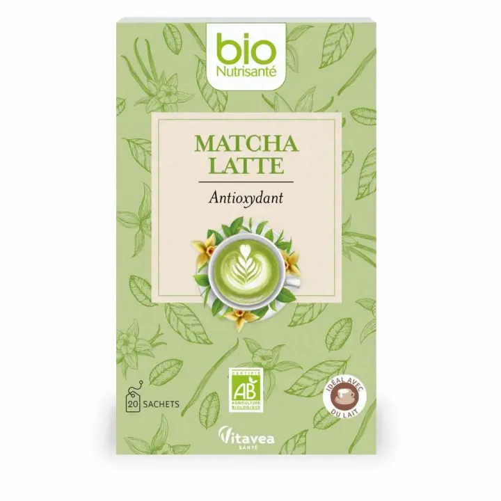Th&eacute; vert Matcha latte bio Nutrisant&eacute; - bo&icirc;te de 20 sachets