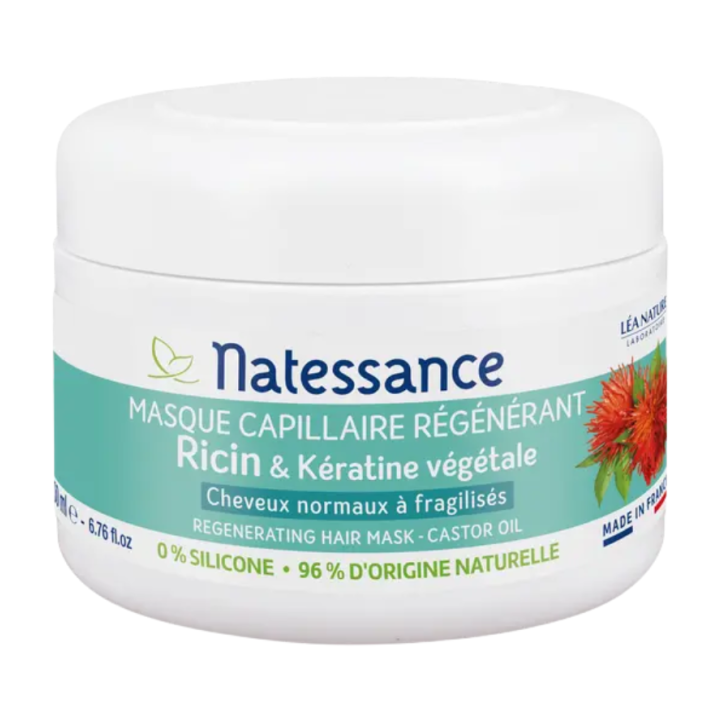 Masque capillaire r&eacute;g&eacute;n&eacute;rant ricin Natessance - pot de 200ml