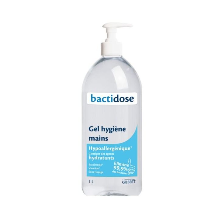 Gel hygi&egrave;ne des mains Bactidose - flacon &agrave; pompe de 1L