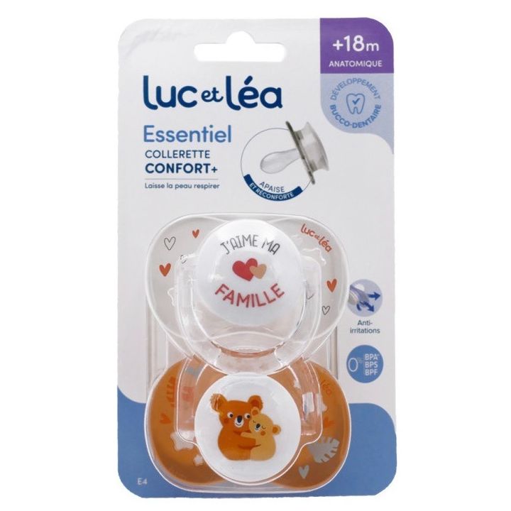 Essentiel sucette +18 mois Luc et L&eacute;a - lot de 2 sucettes 