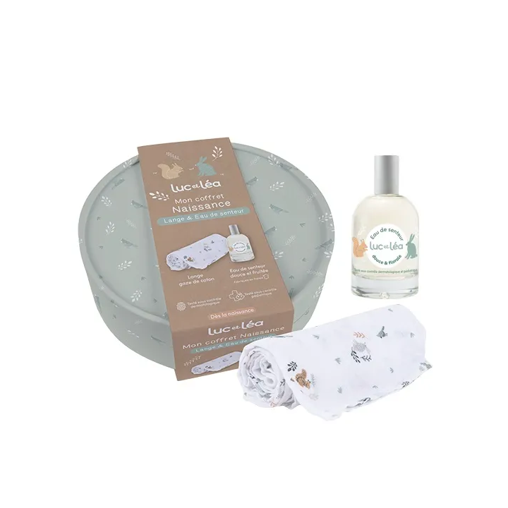 Mon coffret naissance lange et eau de senteur Luc et L&eacute;a - coffret de 2 produits