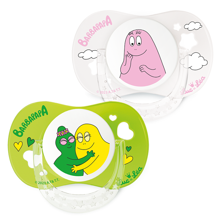 Edition limit&eacute;e sucette Barbapapa 6/18 mois Luc et L&eacute;a - lot de 2 sucettes