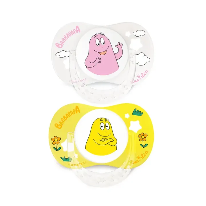 Edition limit&eacute;e sucette Barbapapa 6/18 mois Luc et L&eacute;a - lot de 2 sucettes