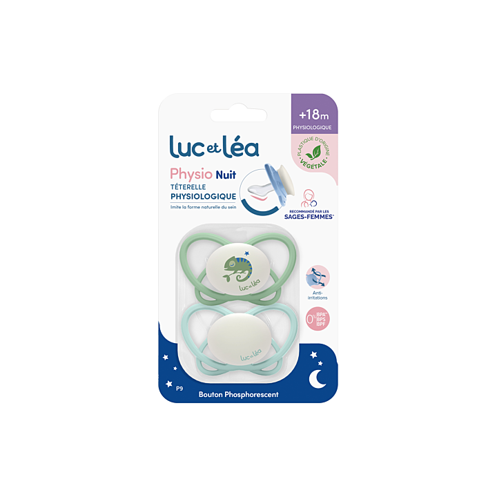 Physio t&eacute;terelle physiologique +18 mois Luc et L&eacute;a - lot de 2 sucettes