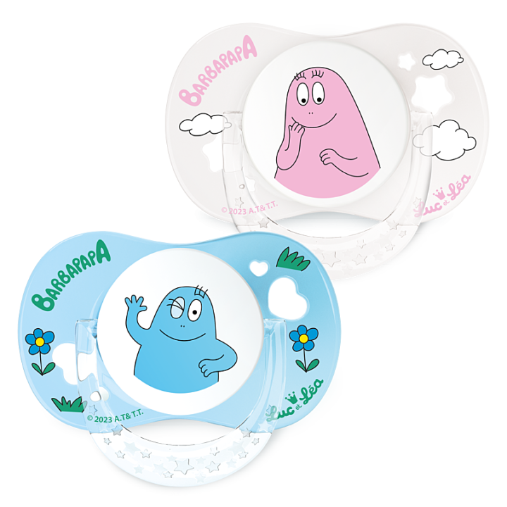 Edition limit&eacute;e sucette Barbapapa 0-6 mois Luc et L&eacute;a - lot de 2 sucettes