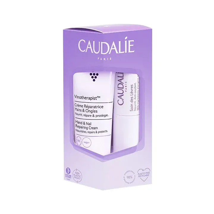 Duo Vinotherapist cr&egrave;me mains et ongles + soin des l&egrave;vres Caudalie - lot de 2 produits